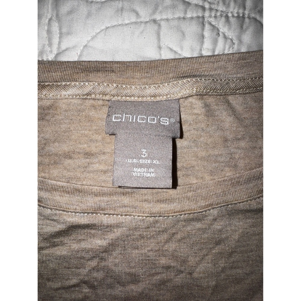 Chico's Beach Scene Graphic Tee Tan Neutral Knit Top Womens  Chico 3 XL US16 NEW - Picture 5 of 7